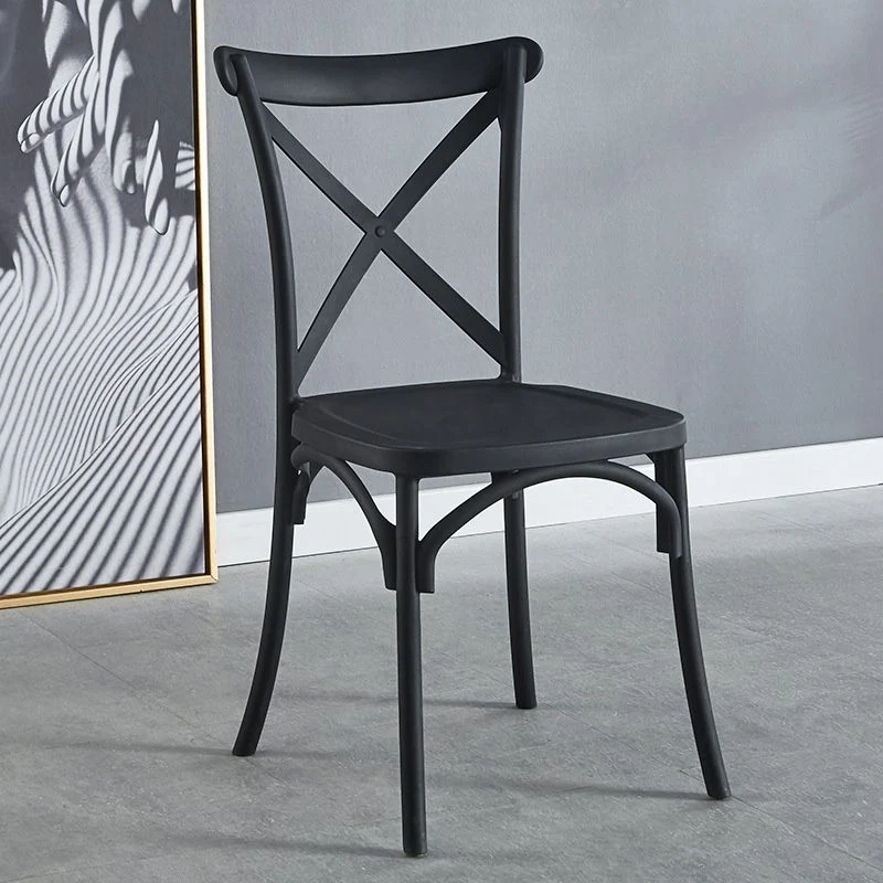 Cross Back Side Chair Moderne kunststof keukeneetkamerstoel Clearhalo