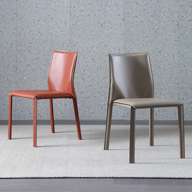 Designer Style Home eetkamerstoel met effen achterkant, lederen bijzetstoel met matte afwerking Clearhalo