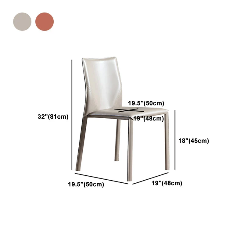 Designer Style Home eetkamerstoel met effen achterkant, lederen bijzetstoel met matte afwerking Clearhalo