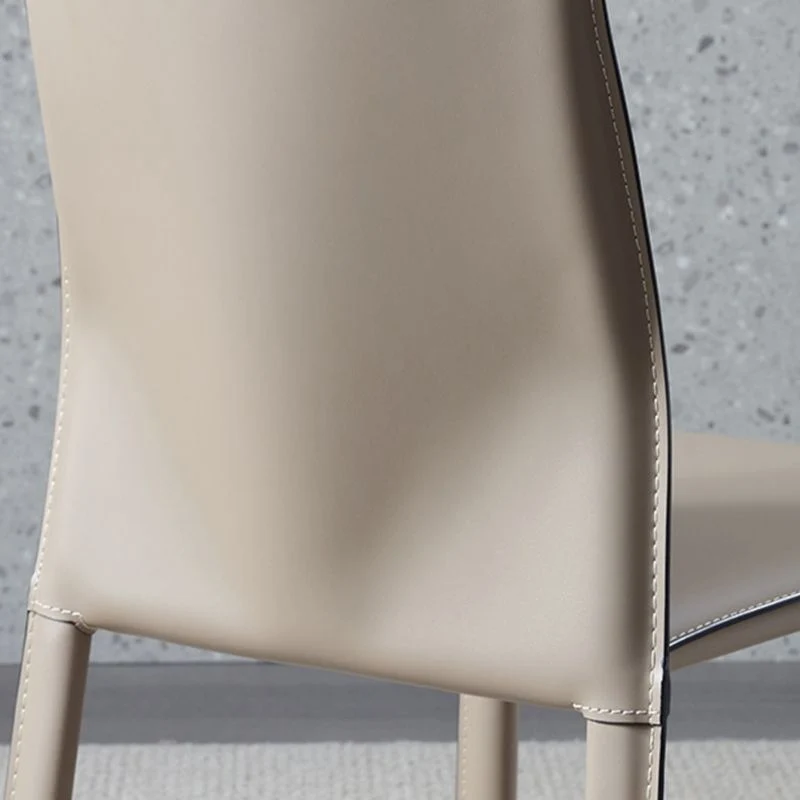 Designer Style Home eetkamerstoel met effen achterkant, lederen bijzetstoel met matte afwerking Clearhalo
