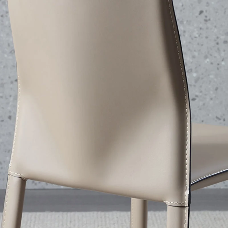 Designer Style Home eetkamerstoel met effen achterkant, lederen bijzetstoel met matte afwerking Clearhalo