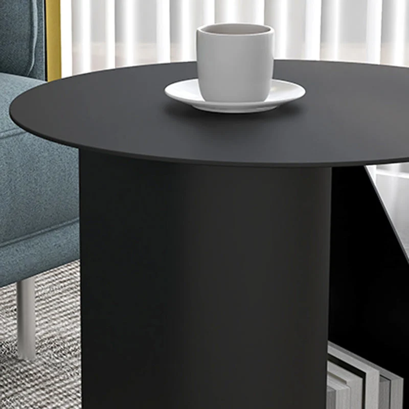 Dia 47,7 cm metalen bijzettafel, moderne bijzettafel uit het midden van de eeuw met opbergruimte Clearhalo