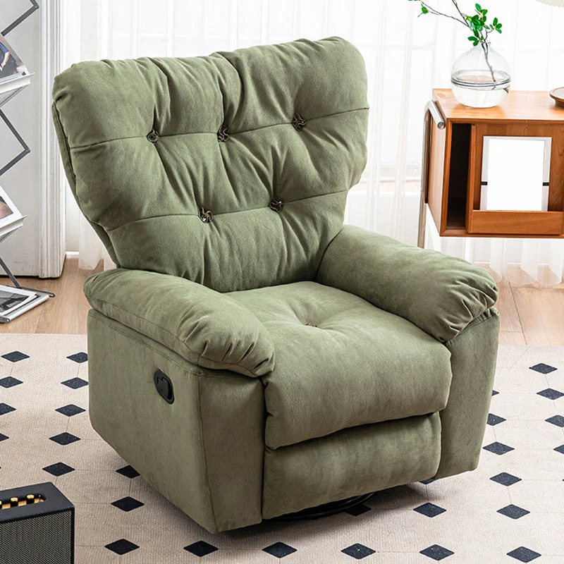 Draaibare schommelstoel standaard fauteuil effen kleur getufte rugleuning fauteuil Clearhalo