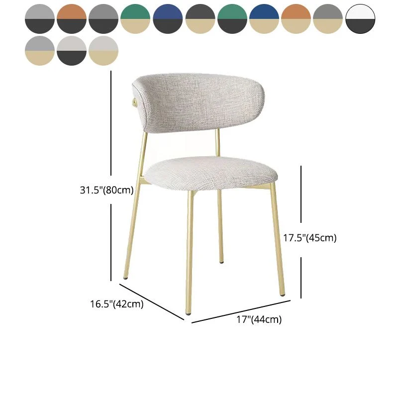 Eetkamerstoel Glam-stijl, gestoffeerde eetkamerstoel met open rug voor eetkamer Clearhalo