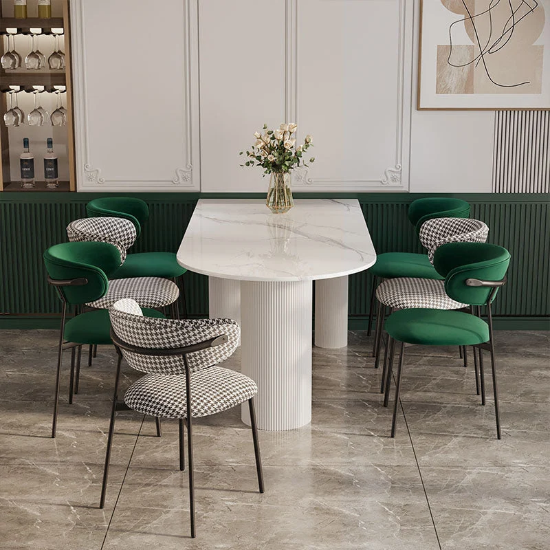 Eetkamerstoel Glam-stijl, gestoffeerde eetkamerstoel met open rug voor eetkamer Clearhalo