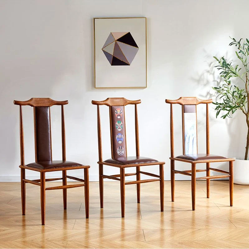 Eetkamerstoel traditionele stijl Armloze stoelen met houten poten voor keuken Clearhalo