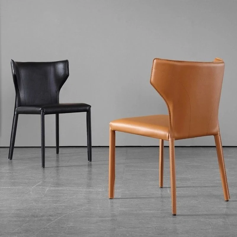 Eetkamerstoel van kunstleer moderne stijl zonder armleuning met rugleuning Clearhalo