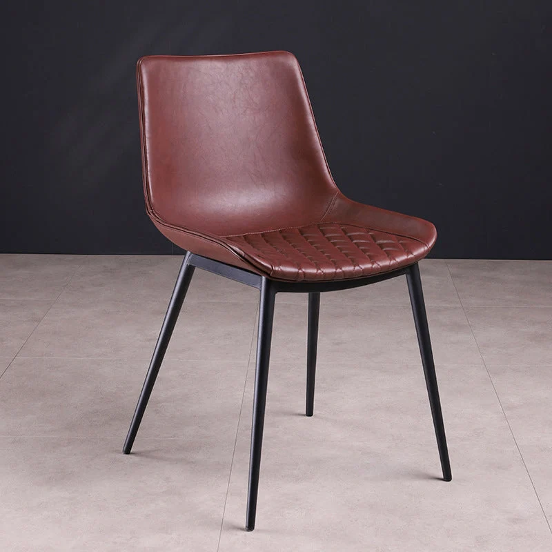 Eetkamerstoelen industriële stijl Armloze eetkamerstoel met metalen poten voor keuken Clearhalo