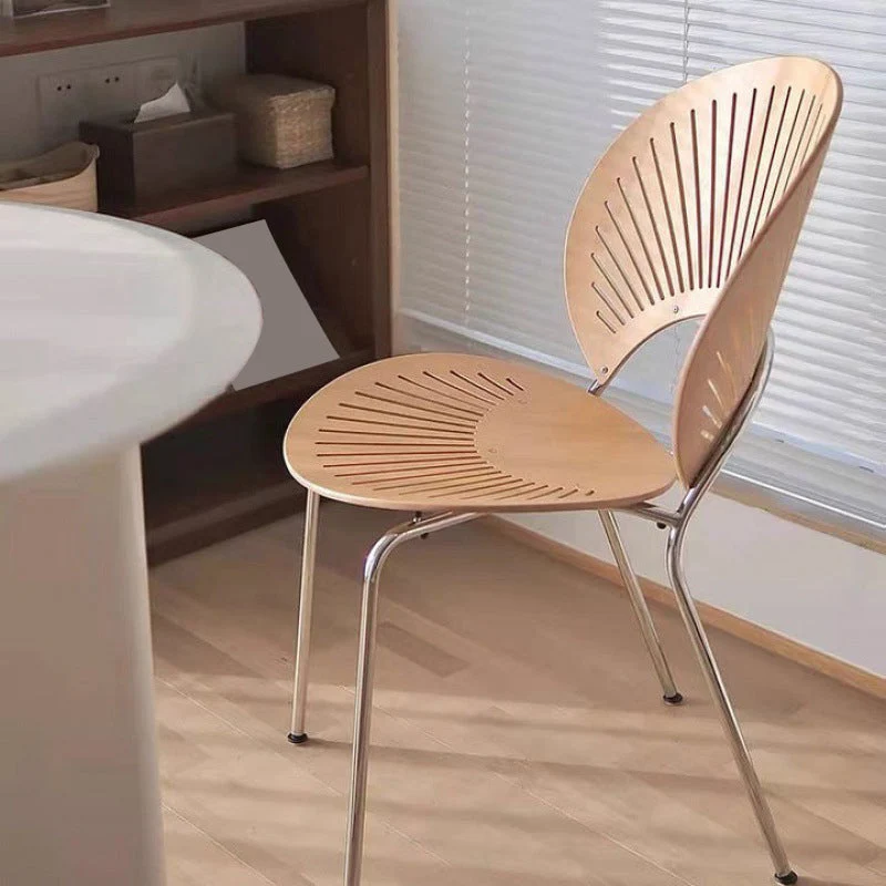 Eetkamerstoelen met metalen onderstel, industriële stijl, armloze stoel met open rug Clearhalo