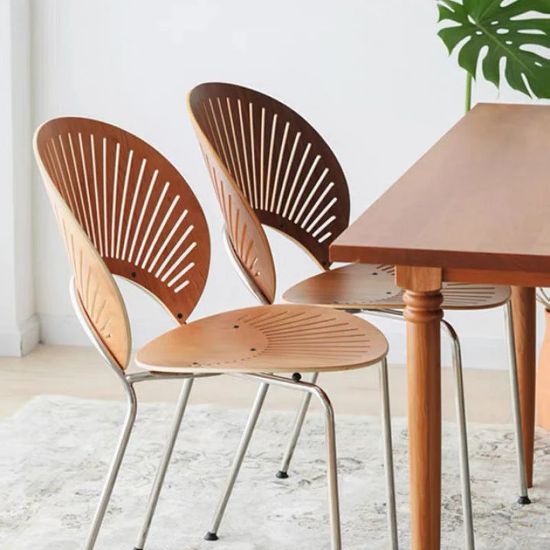 Eetkamerstoelen met metalen onderstel, industriële stijl, armloze stoel met open rug Clearhalo
