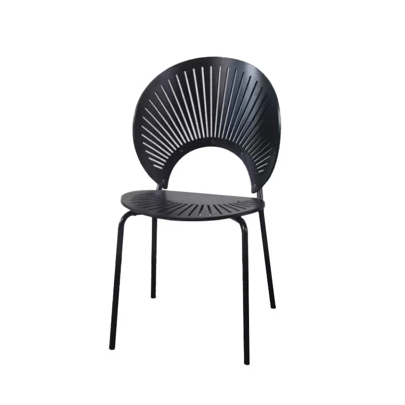Eetkamerstoelen met metalen onderstel, industriële stijl, armloze stoel met open rug Clearhalo