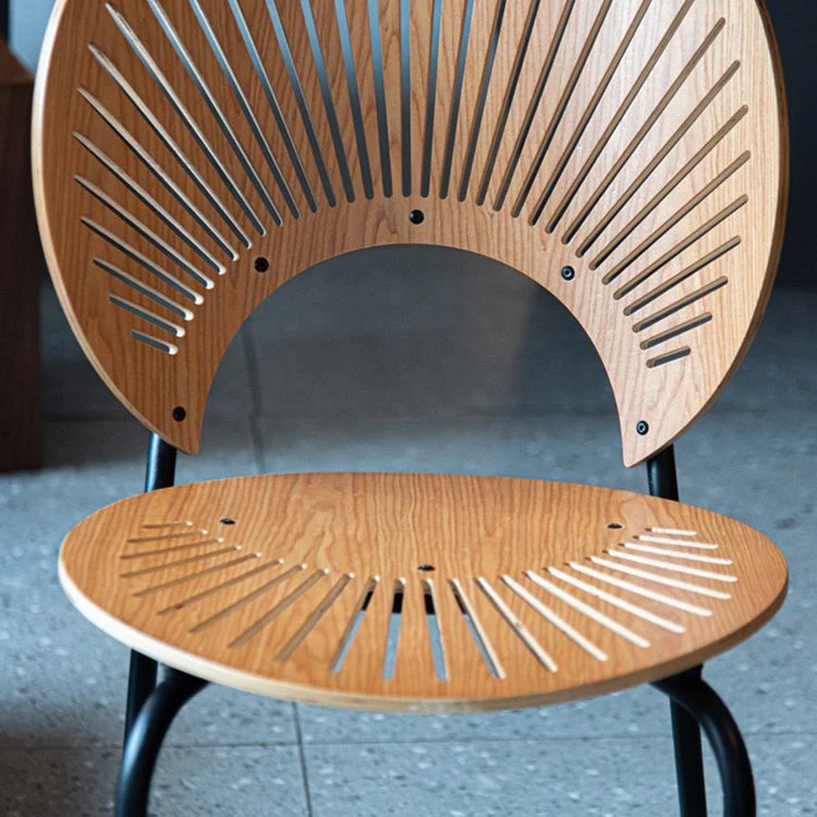 Eetkamerstoelen met metalen onderstel, industriële stijl, armloze stoel met open rug Clearhalo