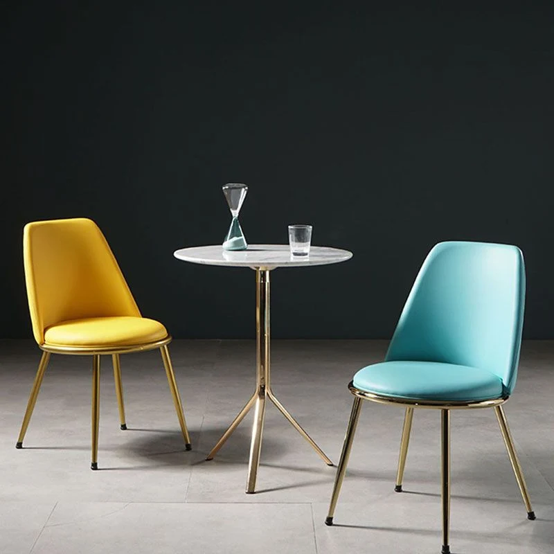 Eetkamerstoelen Scandinavische stijl Keuken Armloze stoel met metalen poten Clearhalo