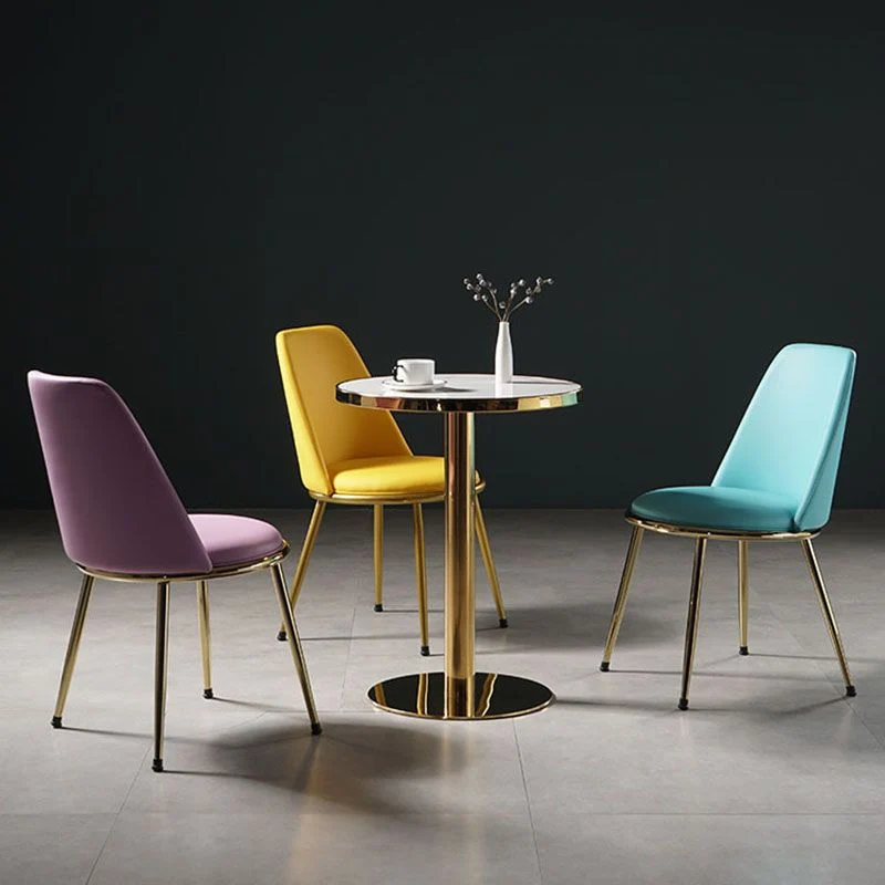 Eetkamerstoelen Scandinavische stijl Keuken Armloze stoel met metalen poten Clearhalo