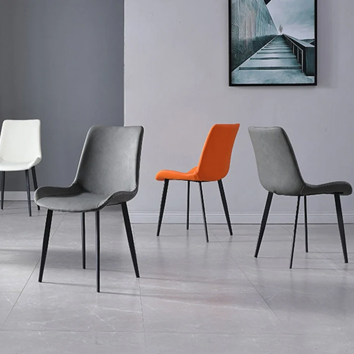 Eetkamerstoelen van kunstleer, industriële eetkamerstoelen met massieve rugleuning Clearhalo