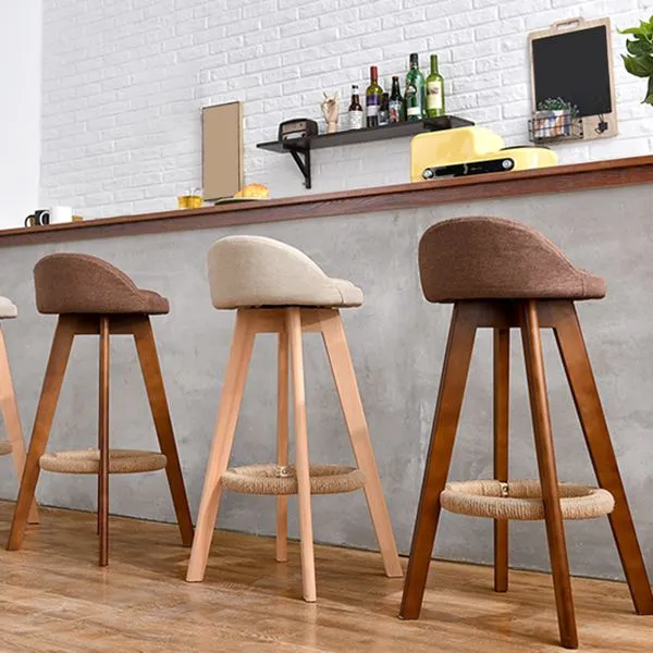 Eetkruk met lage rugleuning Beuken armloze barkruk met houten onderstel Clearhalo