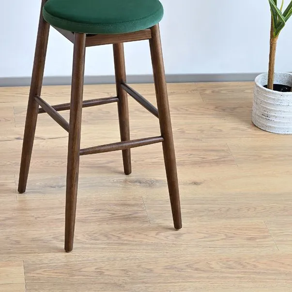 Eetkruk met lage rugleuning, industriële armloze barkruk met houten onderstel Clearhalo