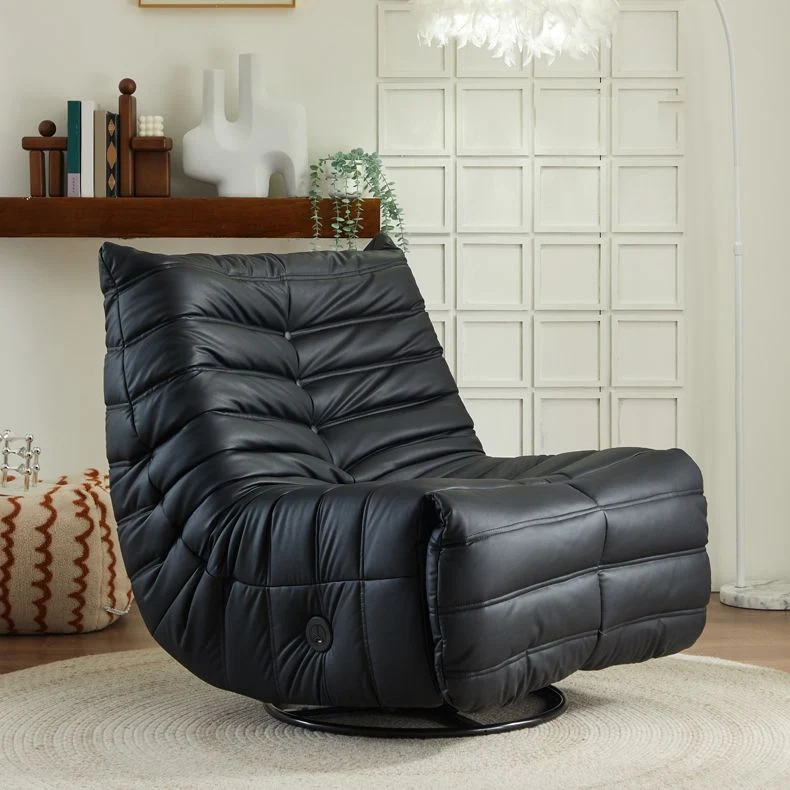 Effen kleur draaibare rocker standaard fauteuil kunstleer fauteuil met opbergruimte Clearhalo