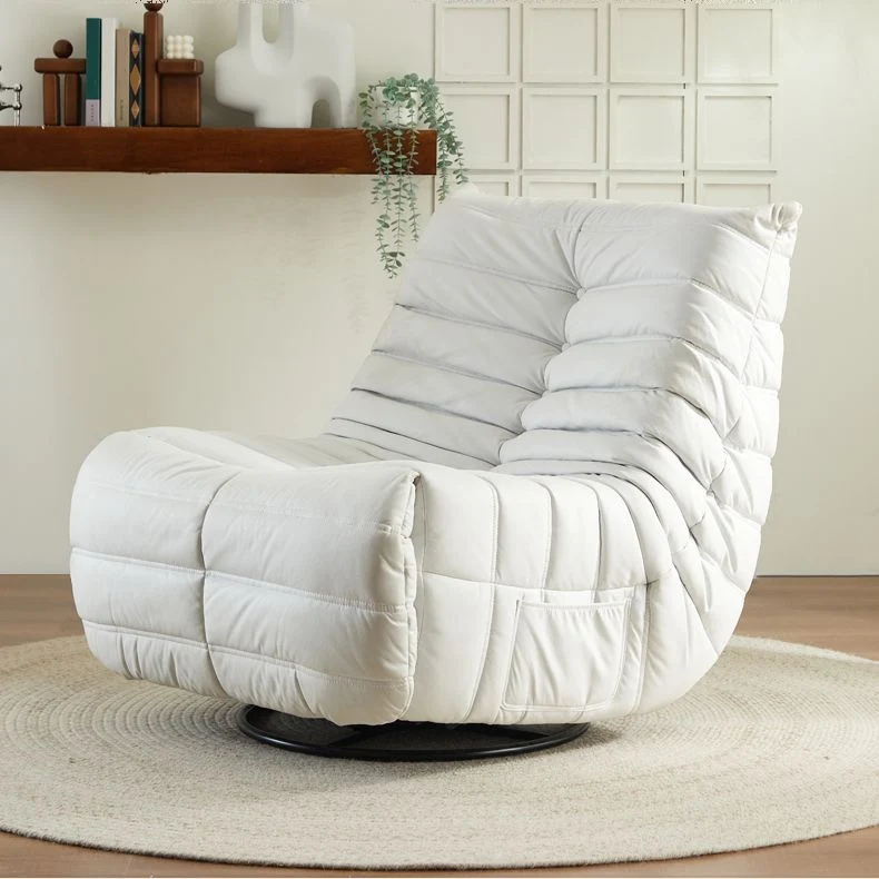 Effen kleur draaibare rocker standaard fauteuil kunstleer fauteuil met opbergruimte Clearhalo
