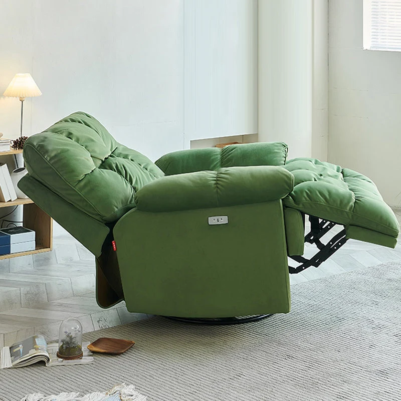 Effen kleur microsuède standaard fauteuil metalen frame fauteuil met voetsteun Clearhalo