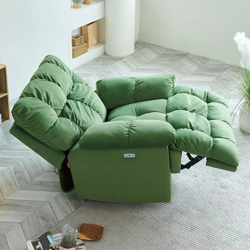 Effen kleur microsuède standaard fauteuil metalen frame fauteuil met voetsteun Clearhalo