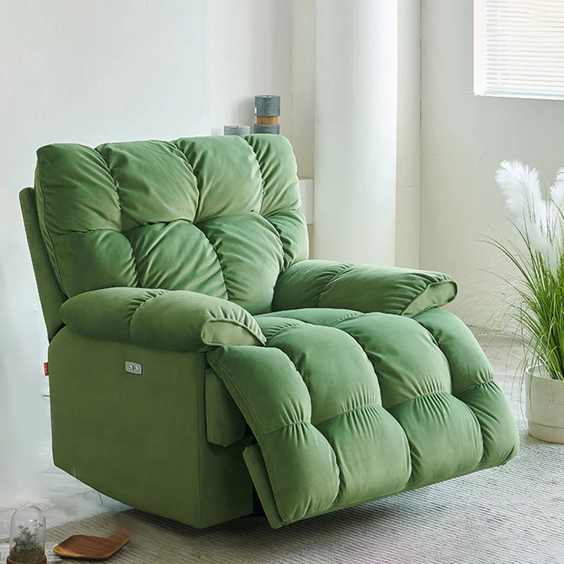 Effen kleur microsuède standaard fauteuil metalen frame fauteuil met voetsteun Clearhalo