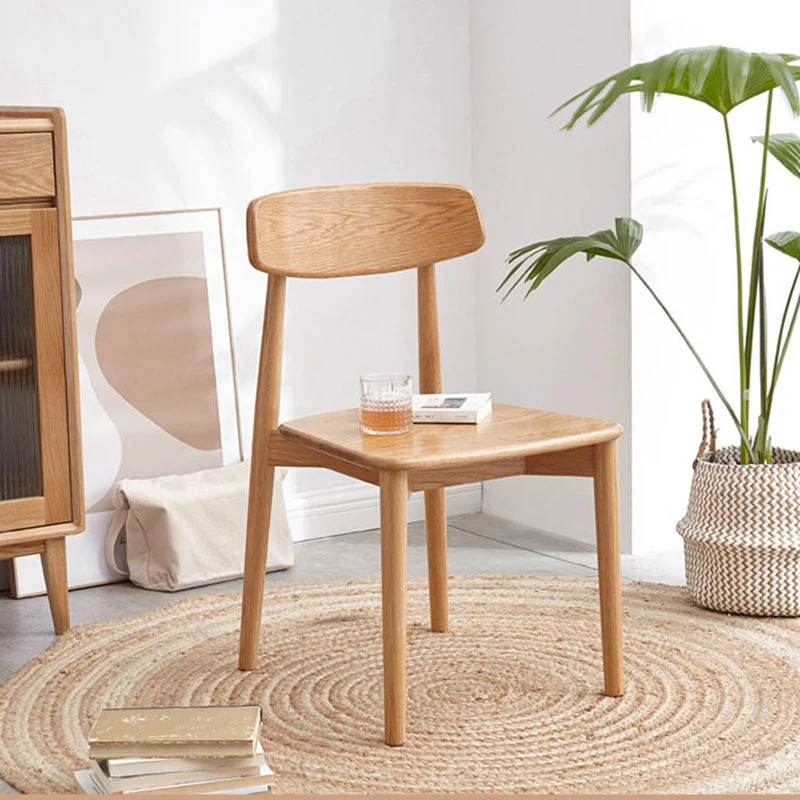 Eigentijds design eetkamerstoel met open rug, armloze stoelen met houten poten Clearhalo