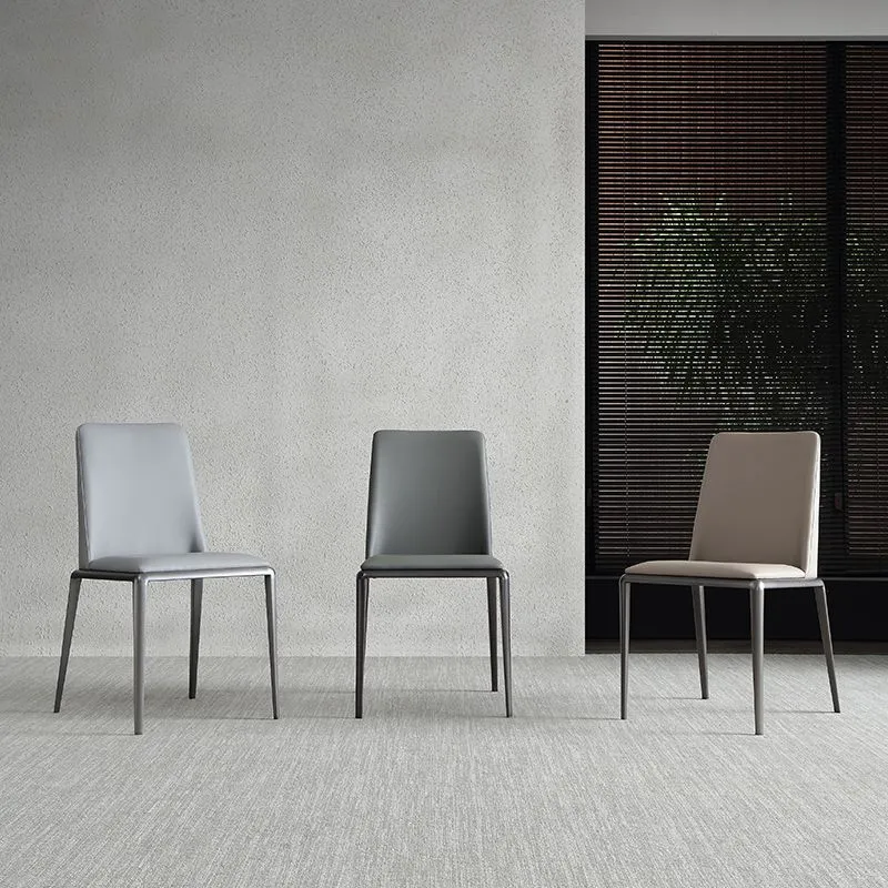 Eigentijdse armloze zijstoelen met stevige rugleuning, leren eetkamerstoelen voor thuis (set van 2) Clearhalo