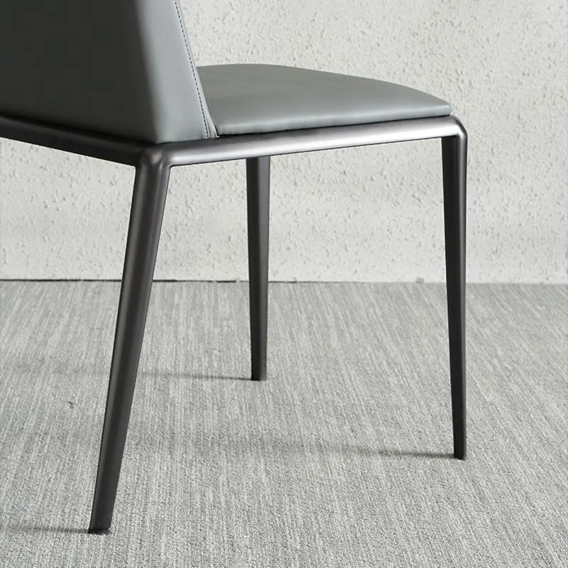Eigentijdse armloze zijstoelen met stevige rugleuning, leren eetkamerstoelen voor thuis (set van 2) Clearhalo