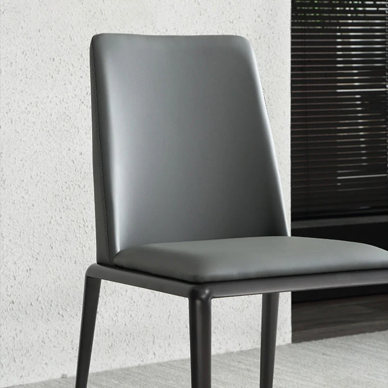 Eigentijdse armloze zijstoelen met stevige rugleuning, leren eetkamerstoelen voor thuis (set van 2) Clearhalo