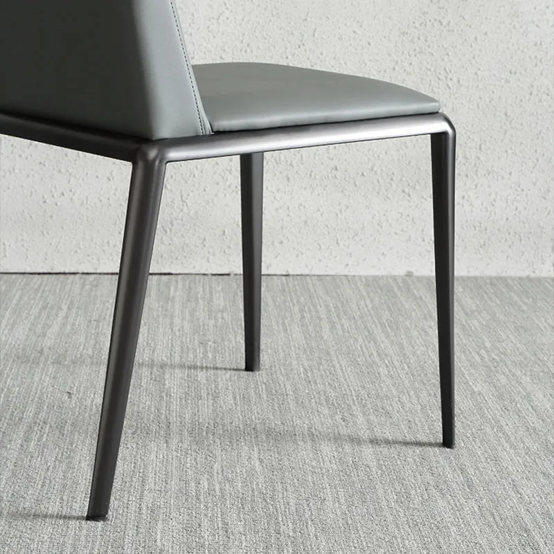 Eigentijdse armloze zijstoelen met stevige rugleuning, leren eetkamerstoelen voor thuis (set van 2) Clearhalo