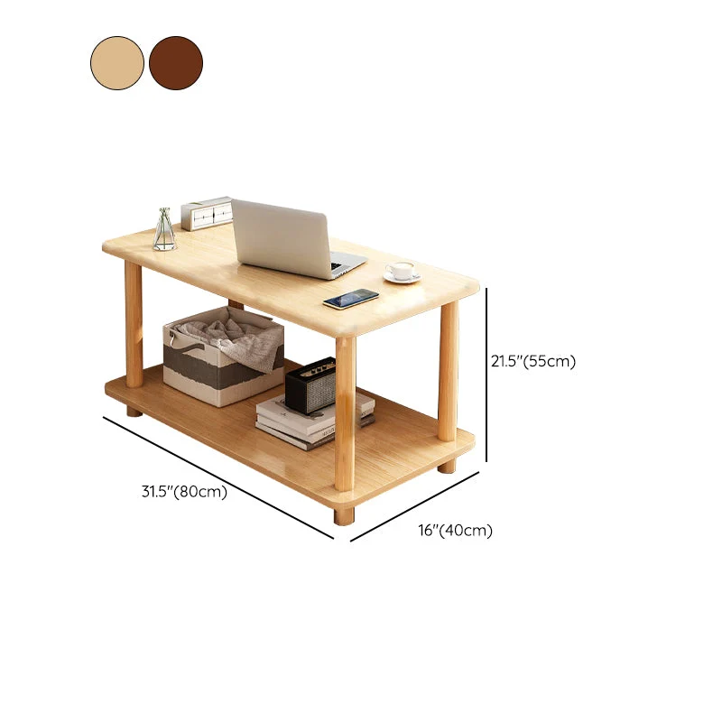 Eigentijdse bijzettafel met dubbele laag en houten accent bijzettafel met plank Clearhalo