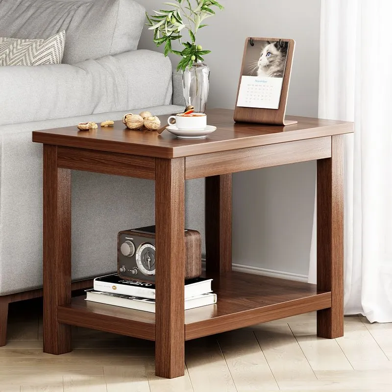 Eigentijdse bijzettafel met dubbele laag en houten accent bijzettafel met plank Clearhalo