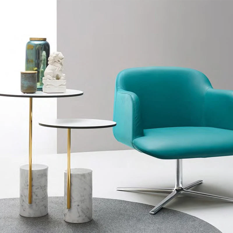 Eigentijdse bijzettafel op voetstuk, ronde bijzettafel met glazen blad Clearhalo