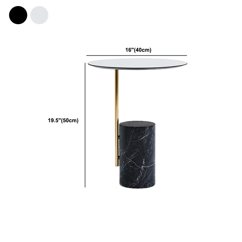 Eigentijdse bijzettafel op voetstuk, ronde bijzettafel met glazen blad Clearhalo