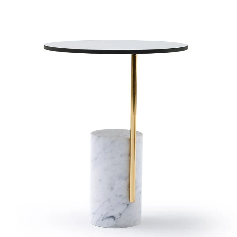 Eigentijdse bijzettafel op voetstuk, ronde bijzettafel met glazen blad Clearhalo