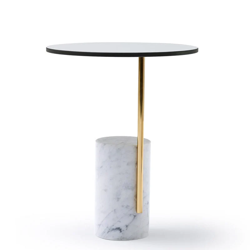 Eigentijdse bijzettafel op voetstuk, ronde bijzettafel met glazen blad Clearhalo