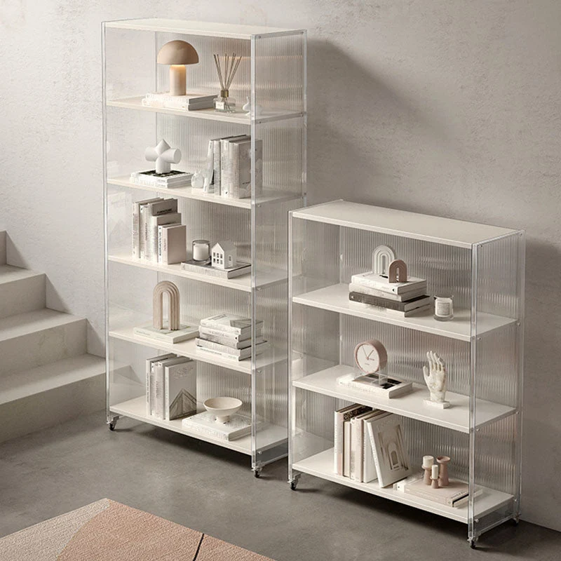 Eigentijdse boekenplank met gesloten achterkant, acrylboekenkast voor thuiskantoor Clearhalo