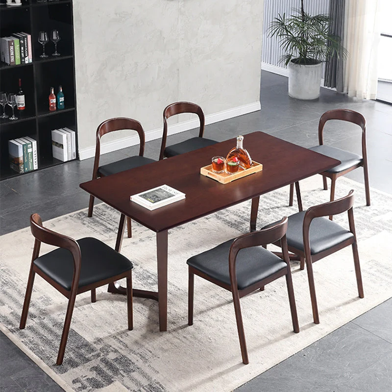 Eigentijdse eetkamer massief houten zijstoel Eetkamerstoel met open rug Clearhalo
