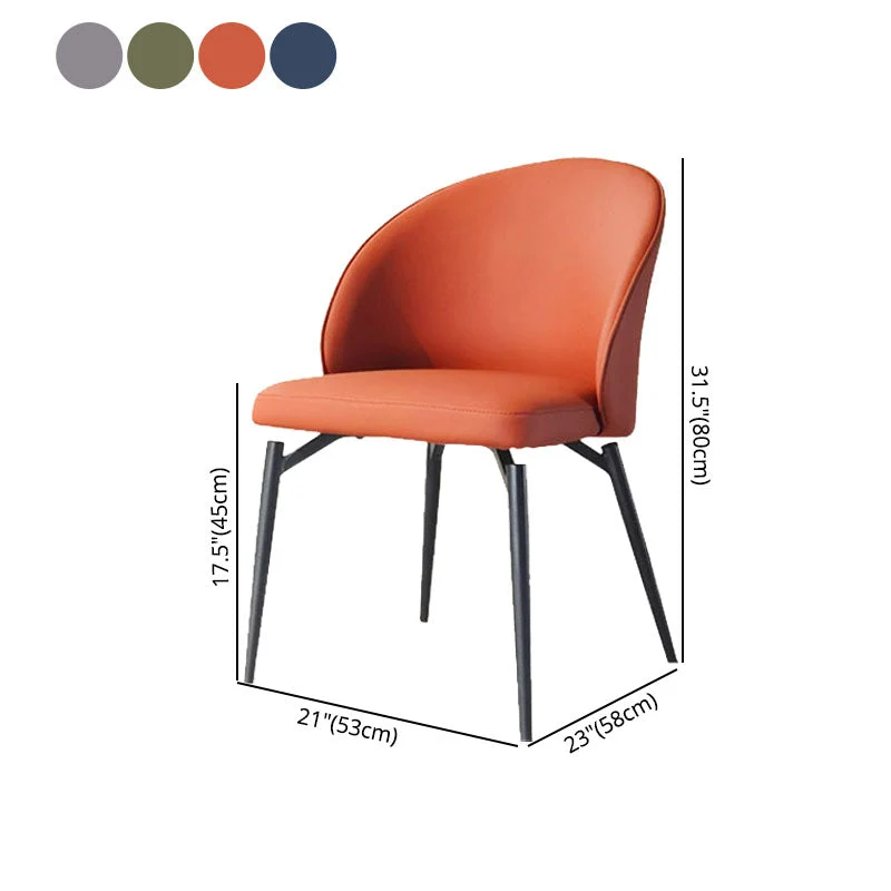 Eigentijdse eetkamerstoel Armloze zijstoelen met metalen poten voor keuken Clearhalo