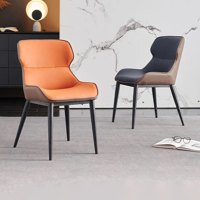 Eigentijdse eetkamerstoel Eetkamerarm-zijstoelen met metalen poten Clearhalo