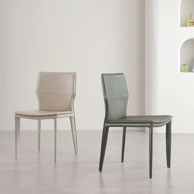 Eigentijdse eetkamerstoelen Armloze stoelen met metalen poten voor thuis Clearhalo