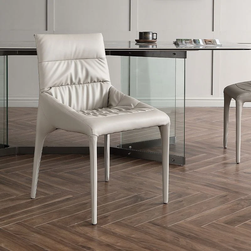 Eigentijdse eetkamerstoelen Armloze stoelen voor keuken met metalen poten Clearhalo