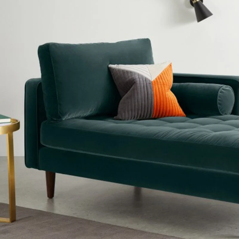 Eigentijdse gestoffeerde chaise longue met vierkante armleuningen groen/blauw Clearhalo