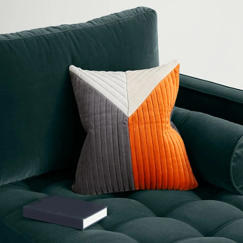 Eigentijdse gestoffeerde chaise longue met vierkante armleuningen groen/blauw Clearhalo