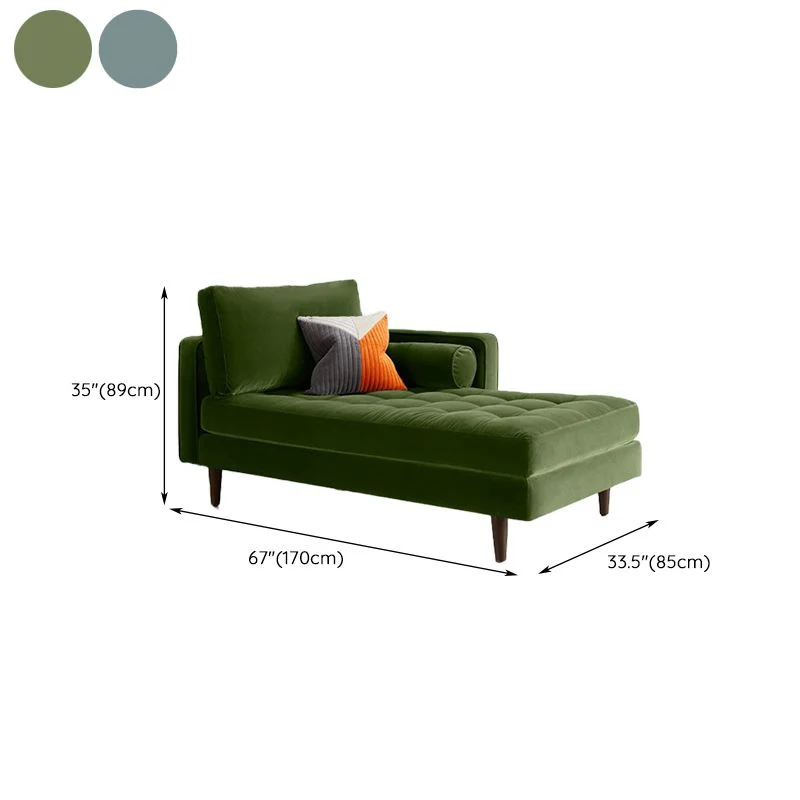 Eigentijdse gestoffeerde chaise longue met vierkante armleuningen groen/blauw Clearhalo