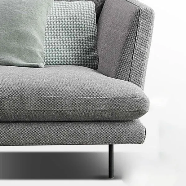 Eigentijdse gestoffeerde chaise longue van katoenmix met uitlopende arm grijs Clearhalo