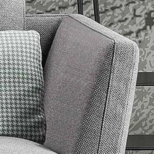 Eigentijdse gestoffeerde chaise longue van katoenmix met uitlopende arm grijs Clearhalo