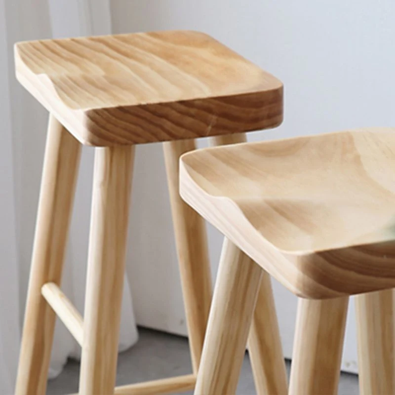 Eigentijdse houten barkruk zonder rugleuning, barkruk met zadelzit en voetsteun Clearhalo