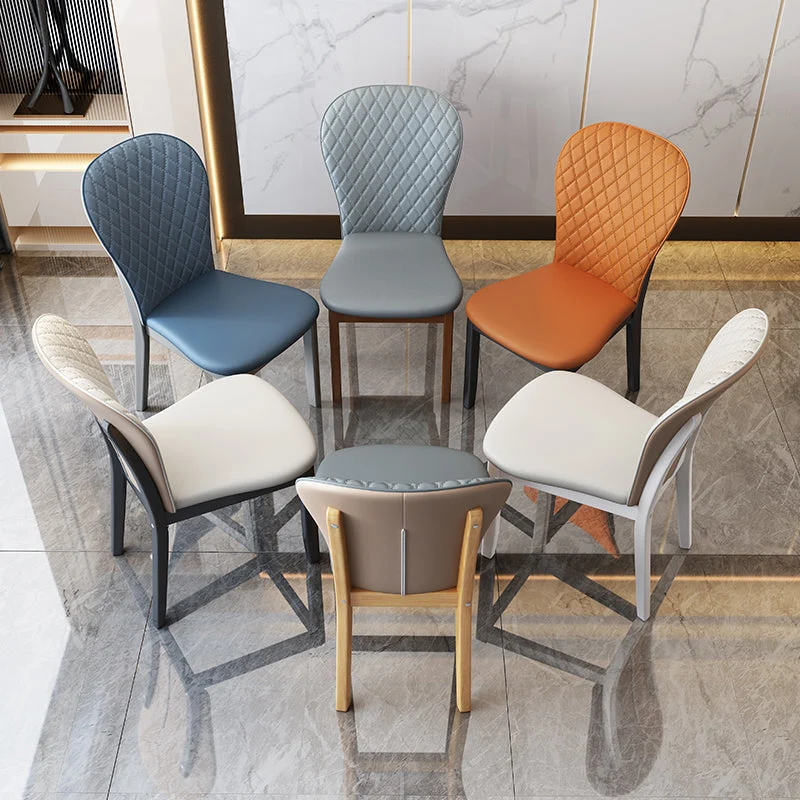 Eigentijdse houten eetkamerstoelen zonder armleuningen, gestoffeerde zijstoelen voor gebruik restaurants Clearhalo
